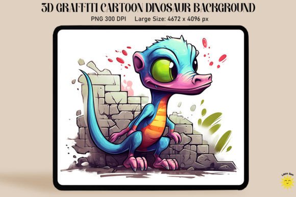 3D Graffiti Cartoon Compsognathus Dino Asset