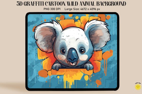 3D Graffiti Cartoon Koala: High-Res Digital Asset Guide