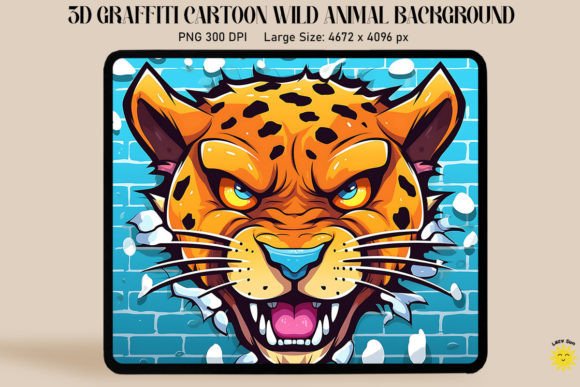 3D Graffiti Cartoon Leopard: Elevating Digital Design with High-Resolution Street Art