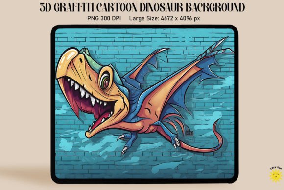 3D Graffiti Cartoon Pteranodon Dinosaur Design