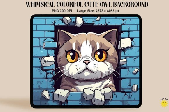 3D Graffiti Cartoon Scottish Fold Cat Design