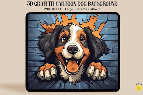 3D Graffiti Happy Bernedoodle Dog: A Vibrant Digital Asset for Creative Projects