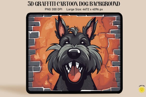3D Graffiti Happy Scottish Terrier Dog Design