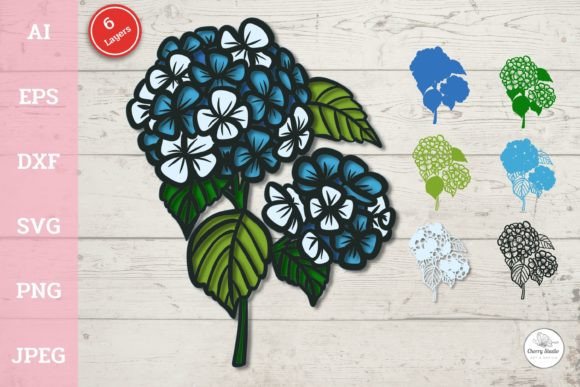 3D Layered Hydrangeas Design Assets