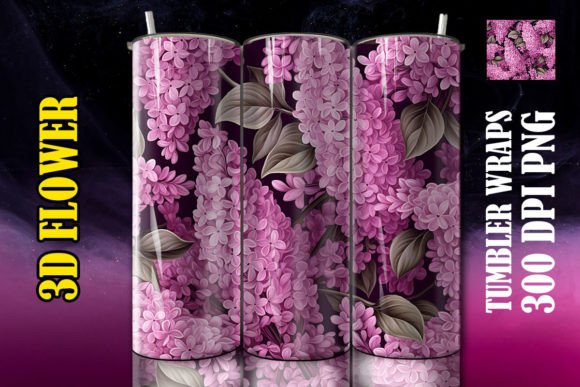 3D Lilacs Flower Tumbler Design Asset
