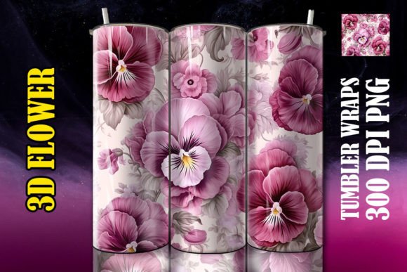 3D Pansies Flower Tumbler 3 Design Guide