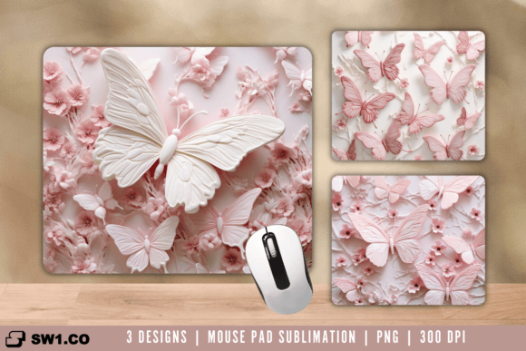 3D Pink Butterfly Mouse Pad: Strategic Design Assets for Sublimation Success
