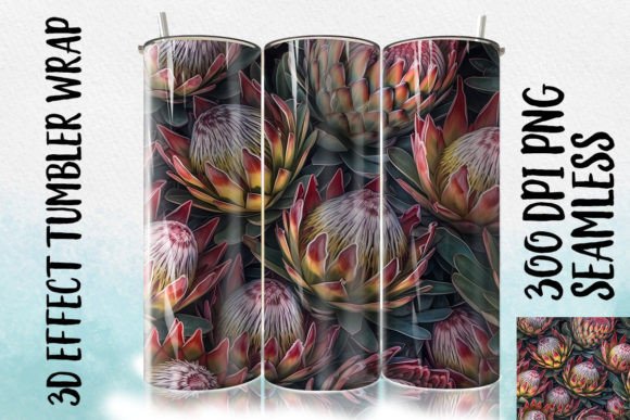 3D Protea Tumbler Wrap 2: Digital Sublimation Design