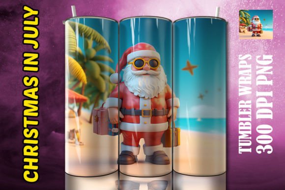 3D Santa Claus Tumbler 16 Design Assets