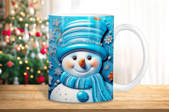 3D Snowman Mug Press Designs for Winter