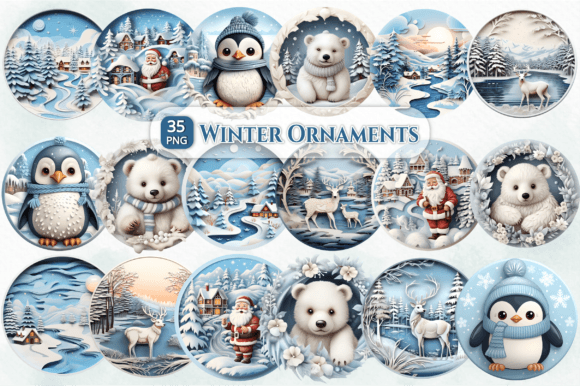 3D Winter Ornaments PNG: High-Res Holiday Assets