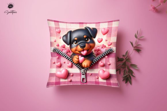 3D Zipper Dog Valentine Pillow PNG 25: A Versatile Design for Creative Projects