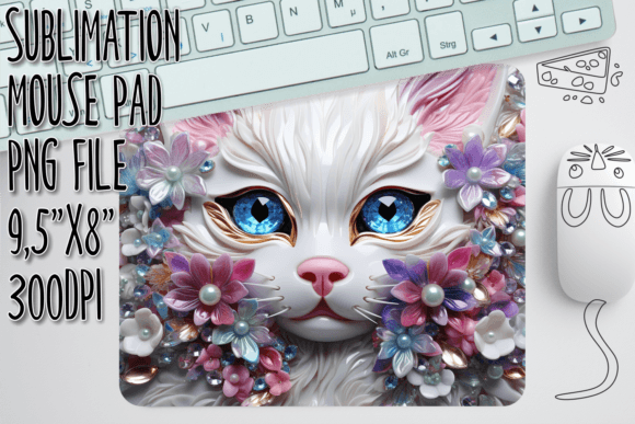 Blossom 3D Cat Mouse Mat Art