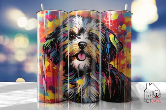 Colorful 3D Shih Tzu Tumbler Wrap Design