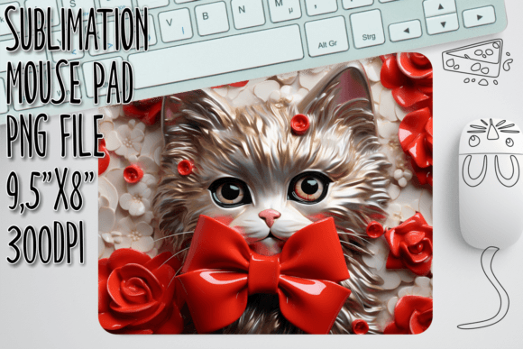 Crafting Custom Desk Accessories with the Fun 3D Kitty Mouse Mat Sublimation Design