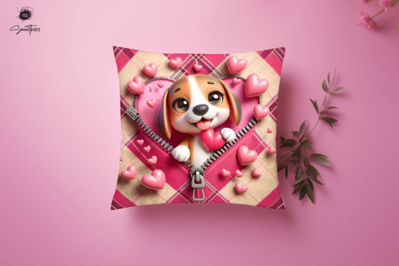 Elevating Seasonal Merchandise: The Strategic Value of High-Resolution 3D Zipper Dog Valentine Pillow PNG 19