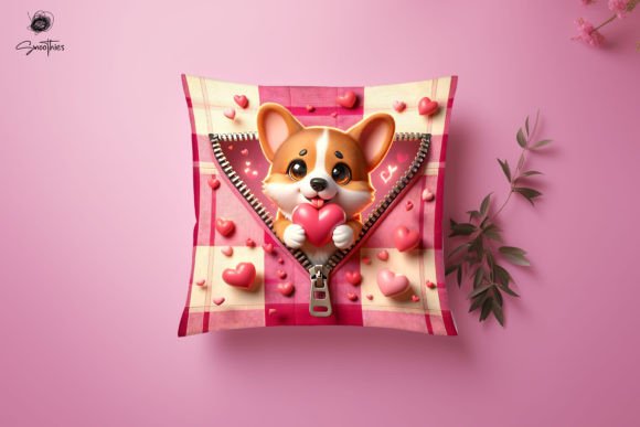 Evaluating 3D Zipper Dog Valentine Pillow PNG 13 for Sublimation and Print Projects
