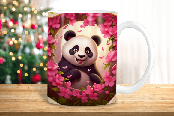 Integrating the 3D Panda Hole in Pink Wall Mug Wrap into Your Sublimation Workflow