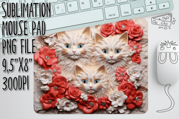 Kitty Blooms 3D Mouse Mat: Sublimation Design Guide