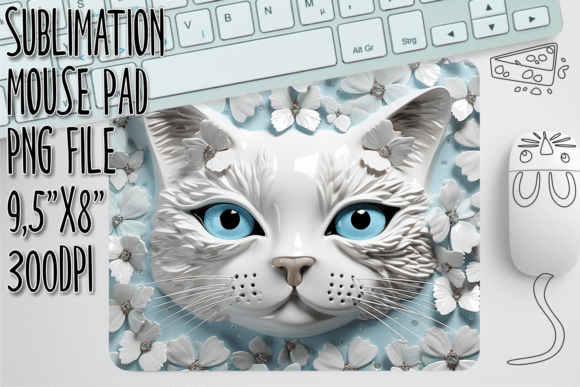 Mastering Sublimation with the 3D Feline Flower Mouse Mat Digital Design