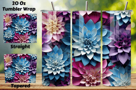 Petal Symphony Tumbler Wrap, 3D PNG: Strategic Asset Management for Sublimation Businesses