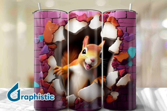 Torn Squirrel 3D Tumbler Wrap: A Digital Design Resource